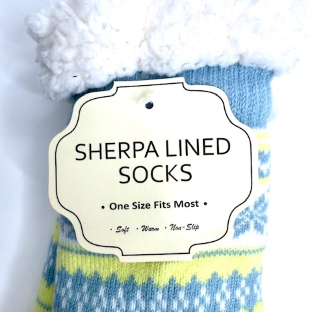 Comfy Mid-Calf Sherpa-Lined Slipper Socks with Non-Slip Dots